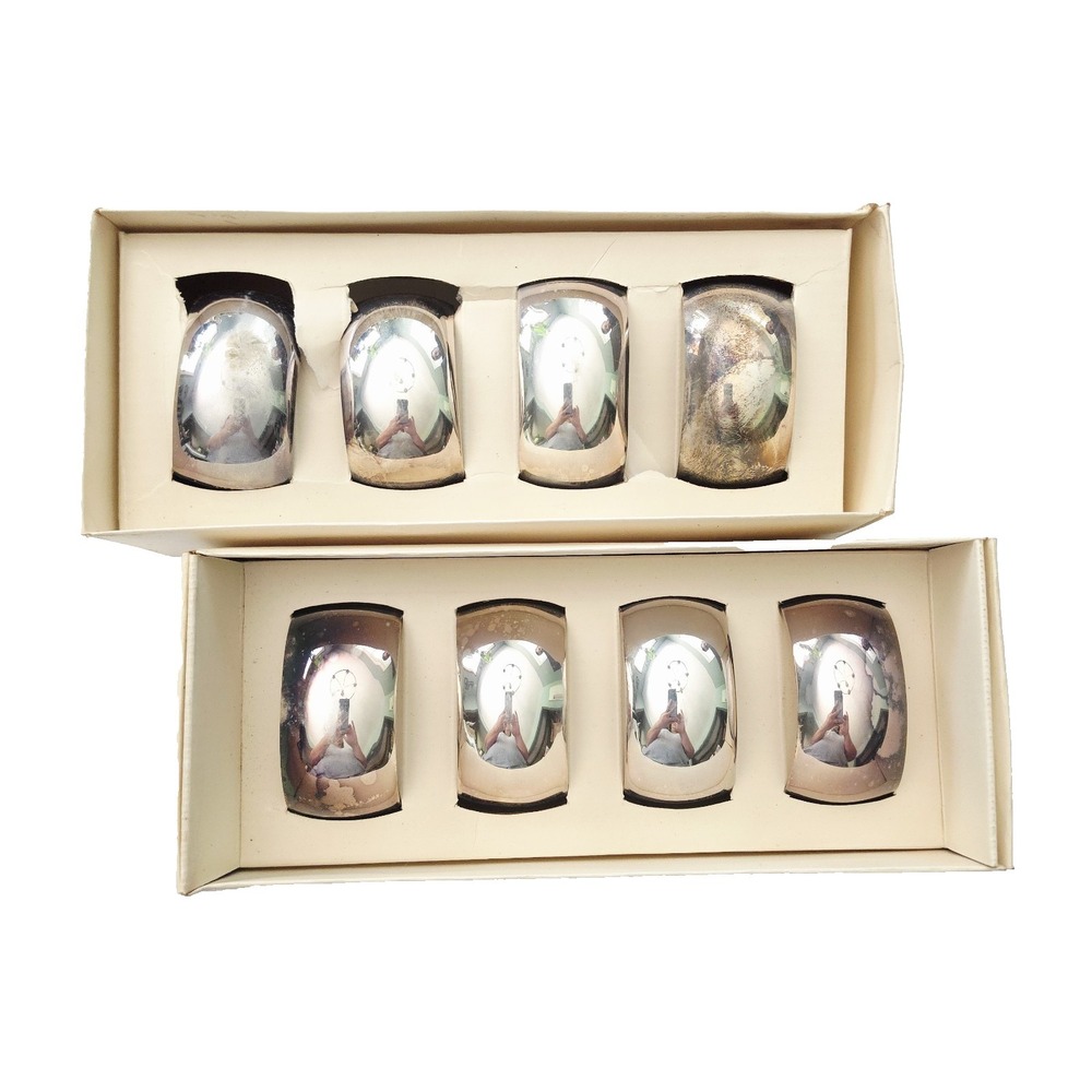Pier One Silver Plated Napkin Rings Lot Of 8 Discontinued NIB